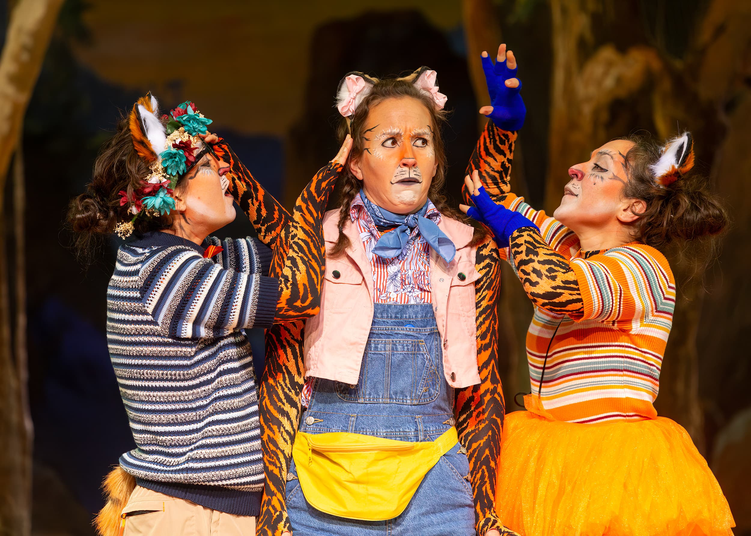 Rachel Hancock in tiger cat costume — trio scene