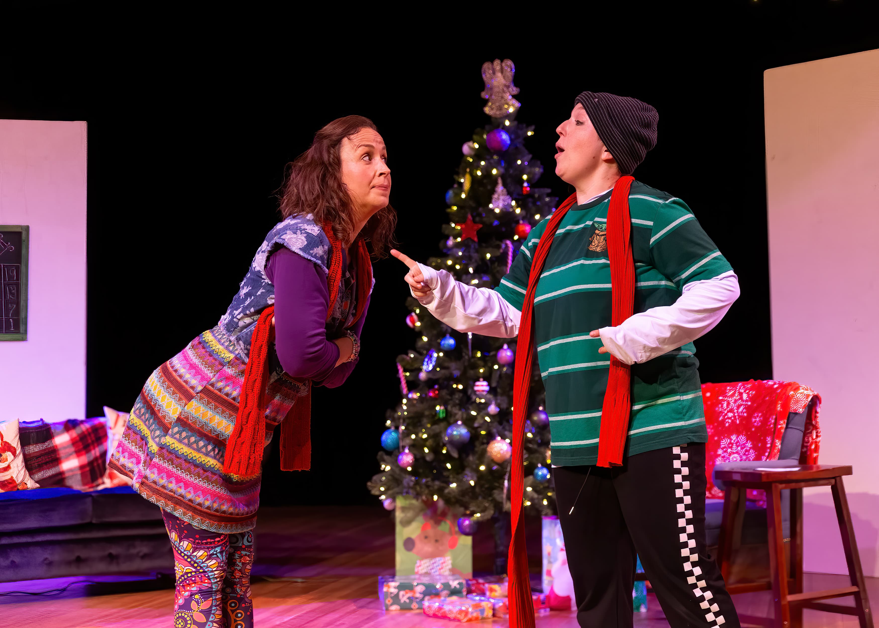 Rachel Hancock in Christmas production — dialogue scene